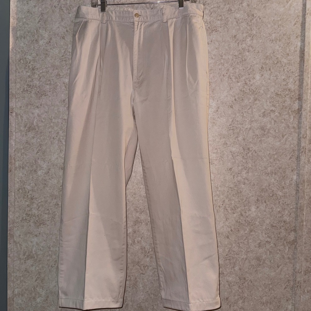 Polo Ralph Lauren Classic Chino Pants Mens 40x32 Tan Khaki Pleated Cotton Twill